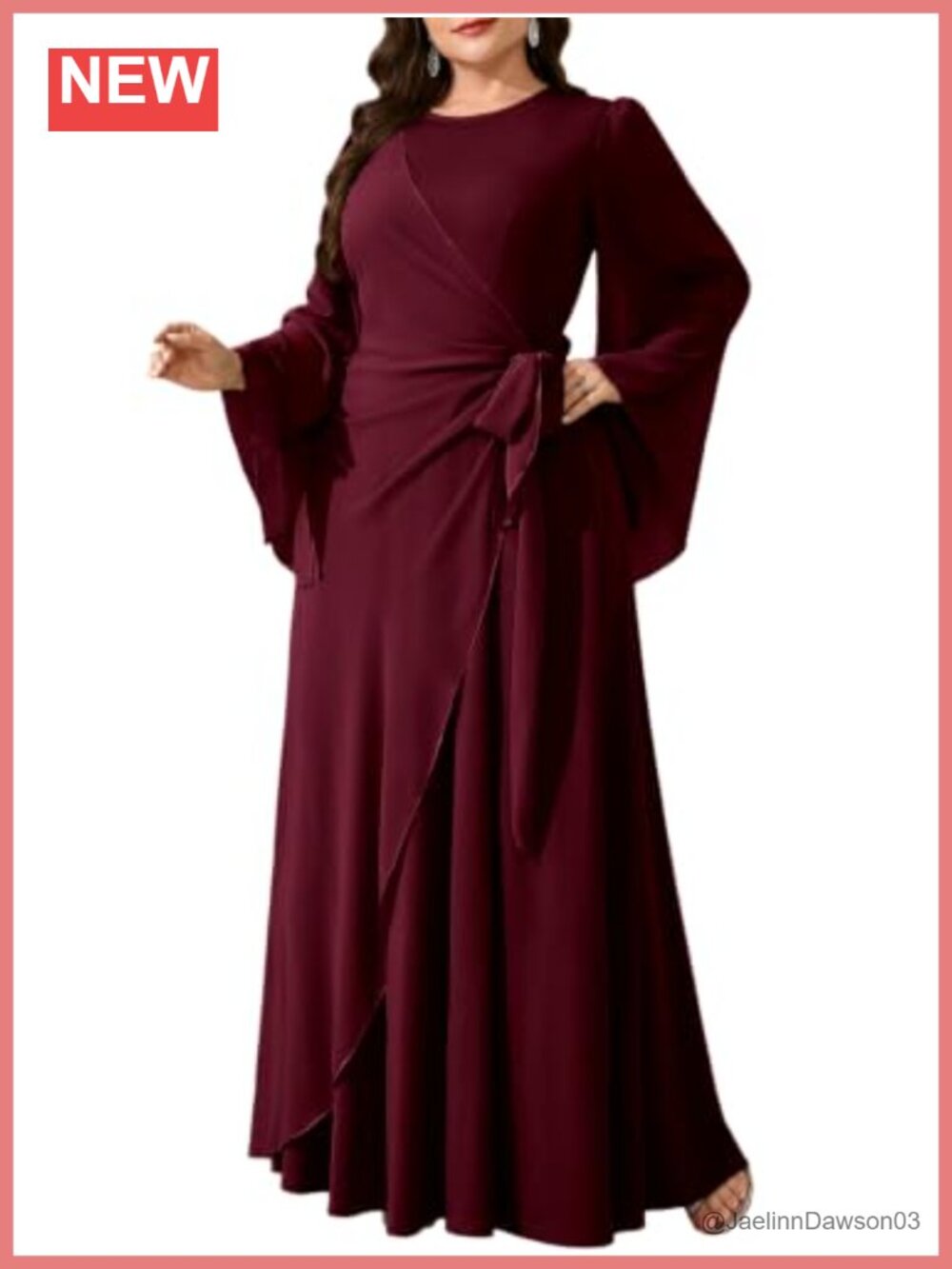 Plus Size Formal Evening Gown Long Sleeve A-Line Chiffon Maxi Dress Wedding